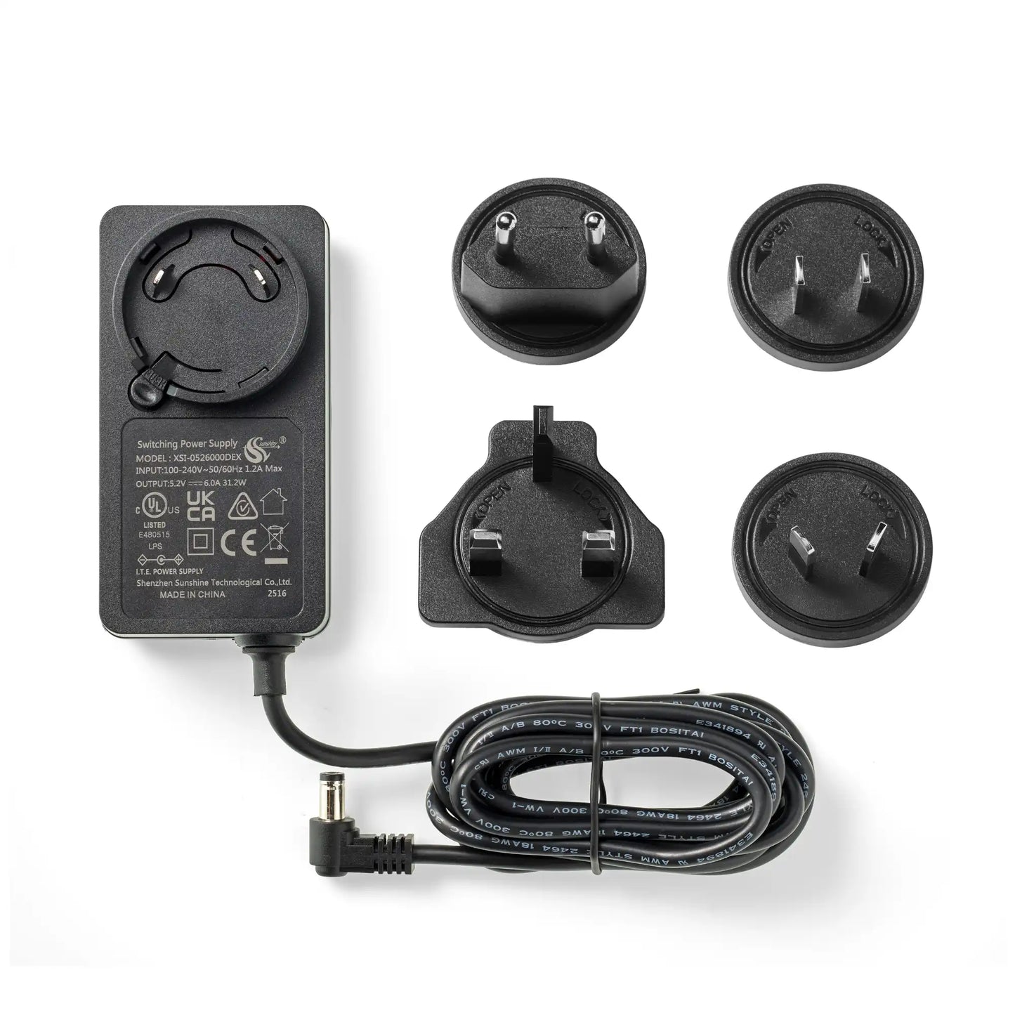 Allover view of the Power supply with all different plugs.