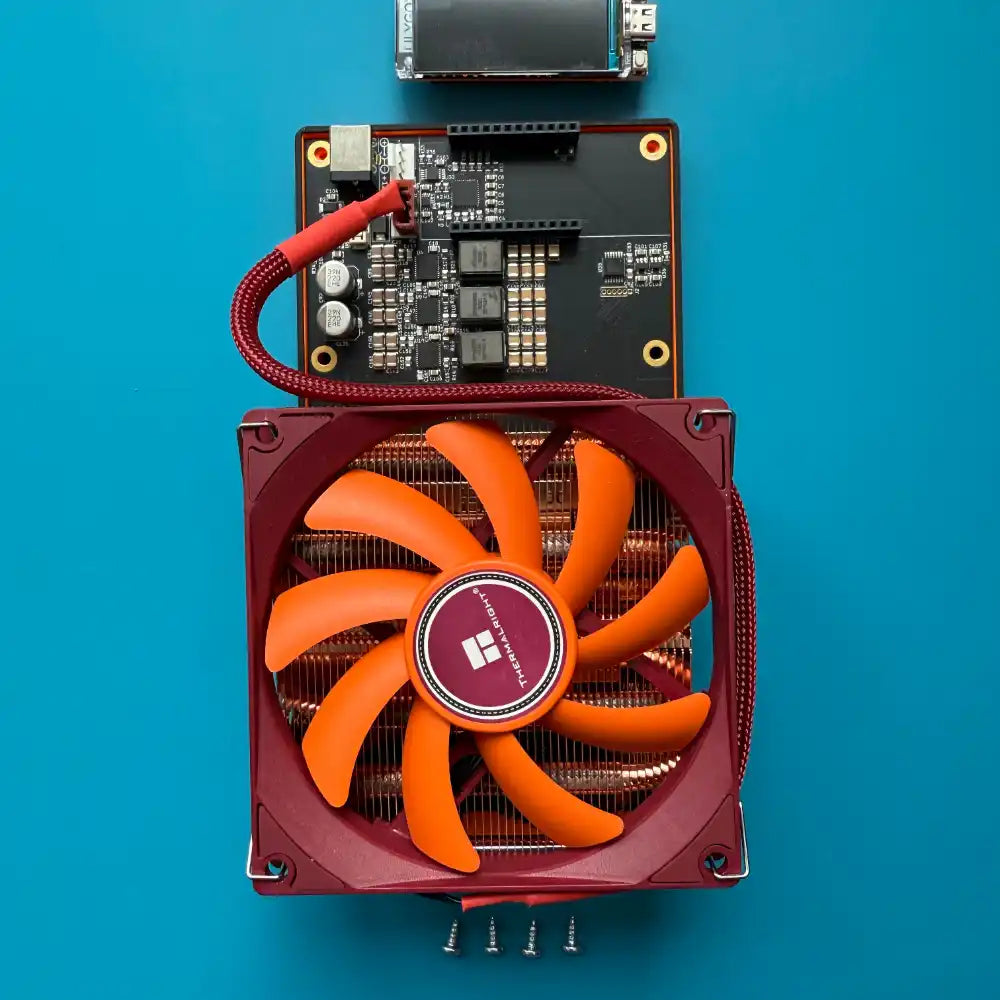 Bitcoin Miner getting put on its stand