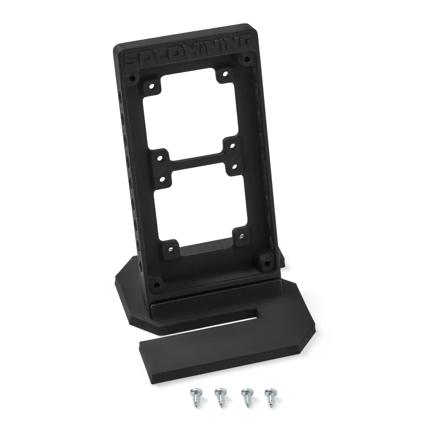 Front view of the black bitaxe stand