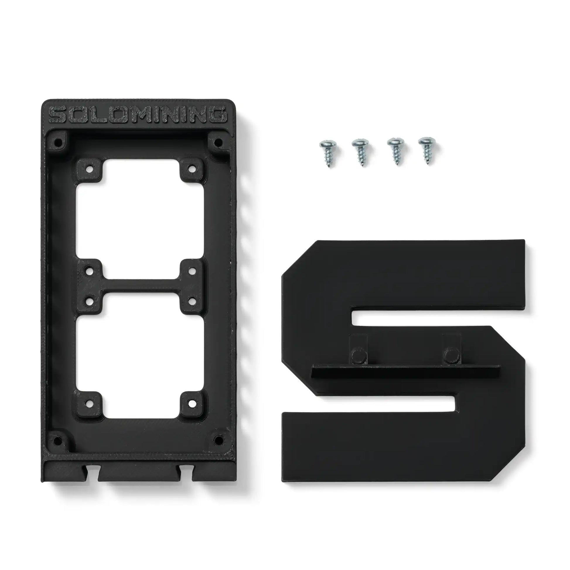 Picture of the unmounted black Bitaxe stand.