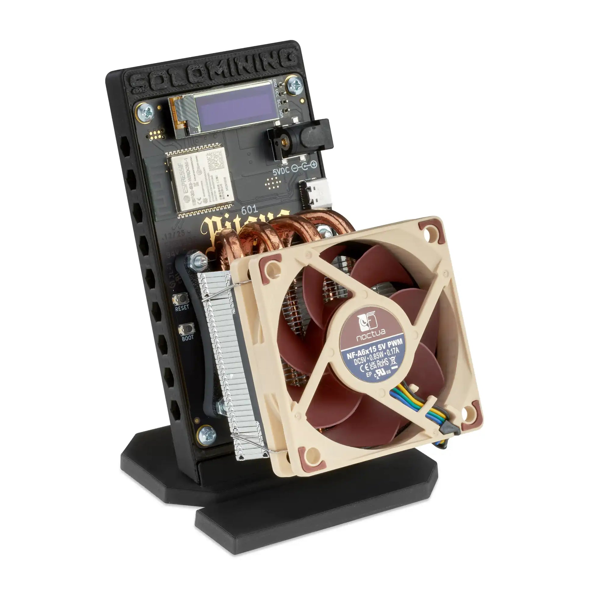 Picture of a bitaxe with the installed premium upgrade kit.