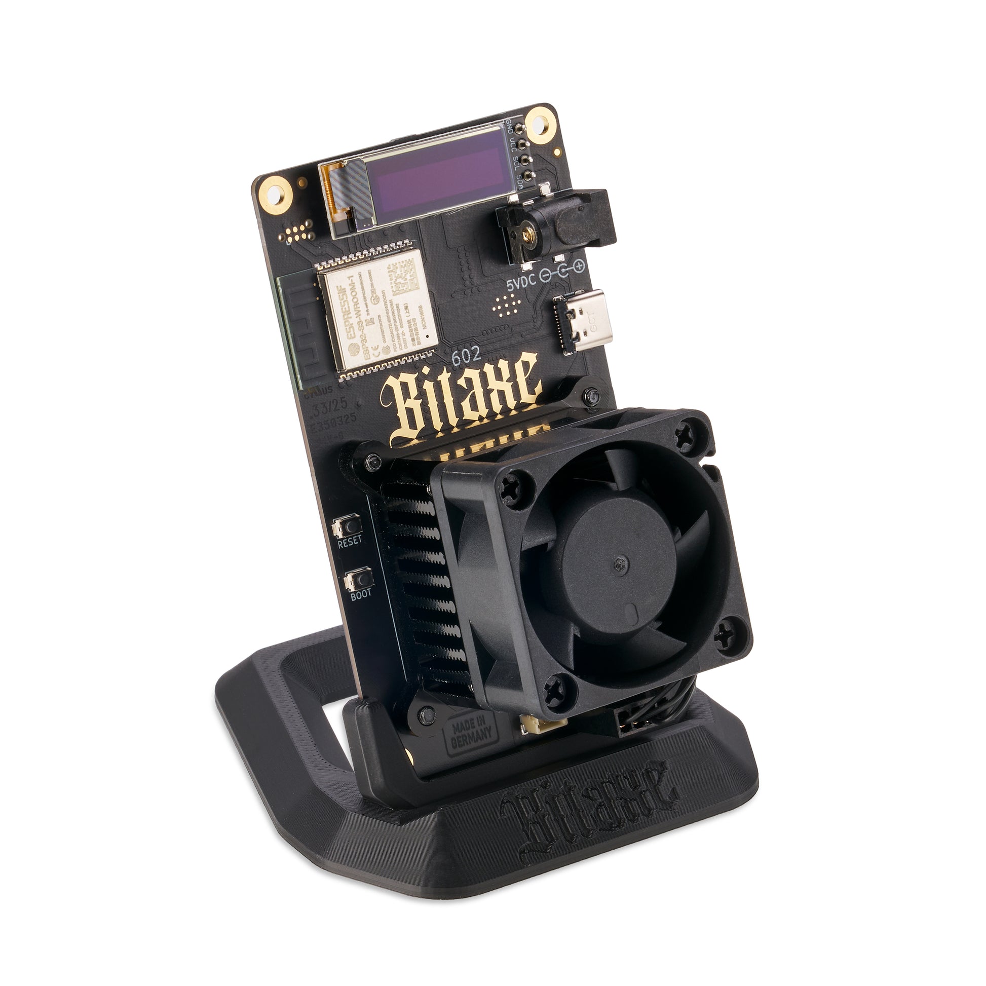 Front view of the Bitaxe 602 Standard Edition