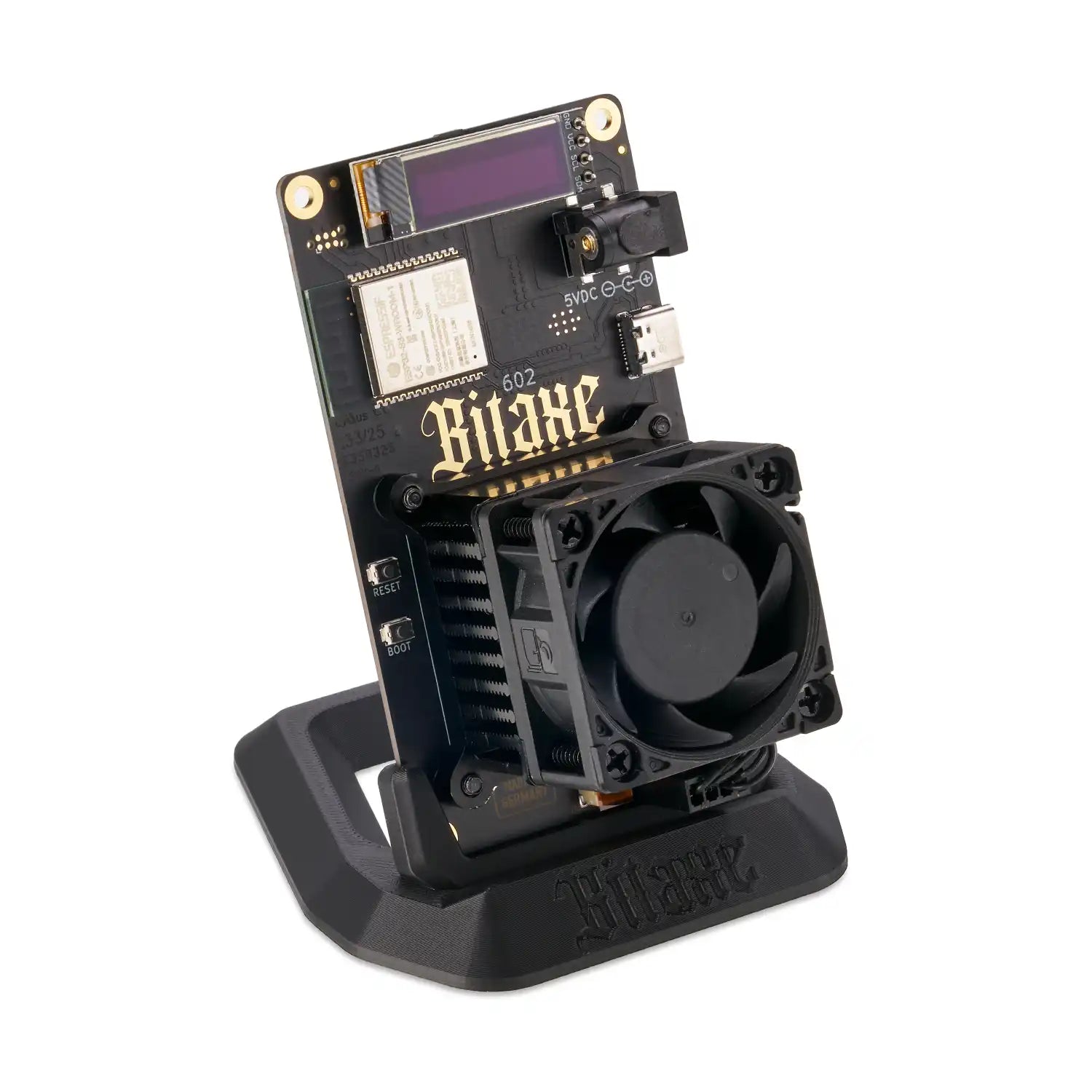 Front view of the Bitaxe 602 bitcoin miner Performance Edition