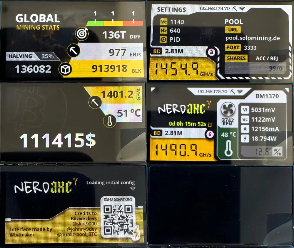 different display setting of the nerdaxe gamma 