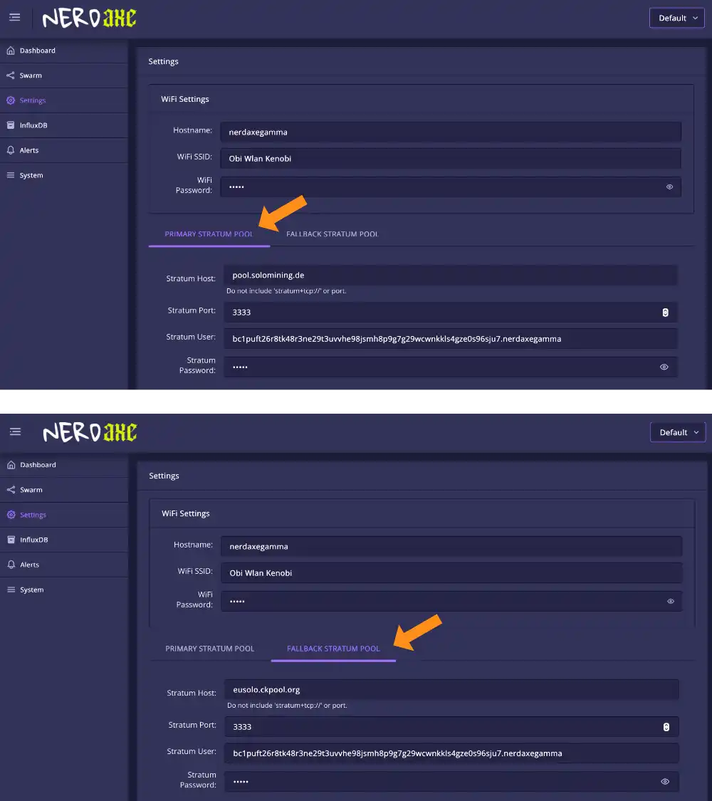 Nerdaxe Pool and wallet setup